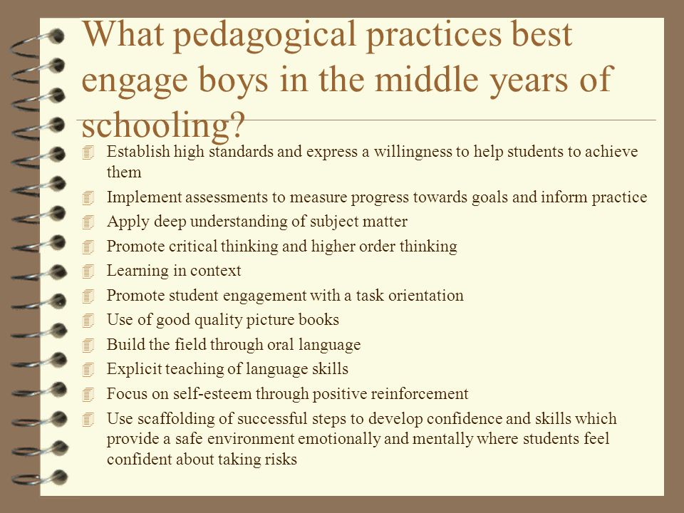 What pedagogical practices best engage boys in the middle years of schooling