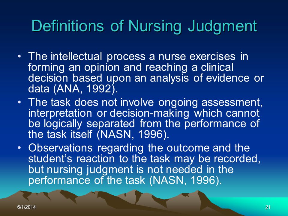 Definitions of Nursing Judgment