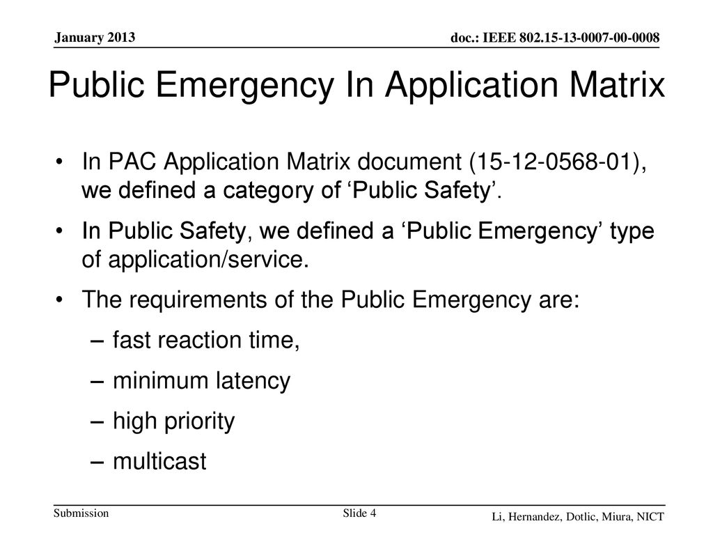 Public Emergency In Application Matrix