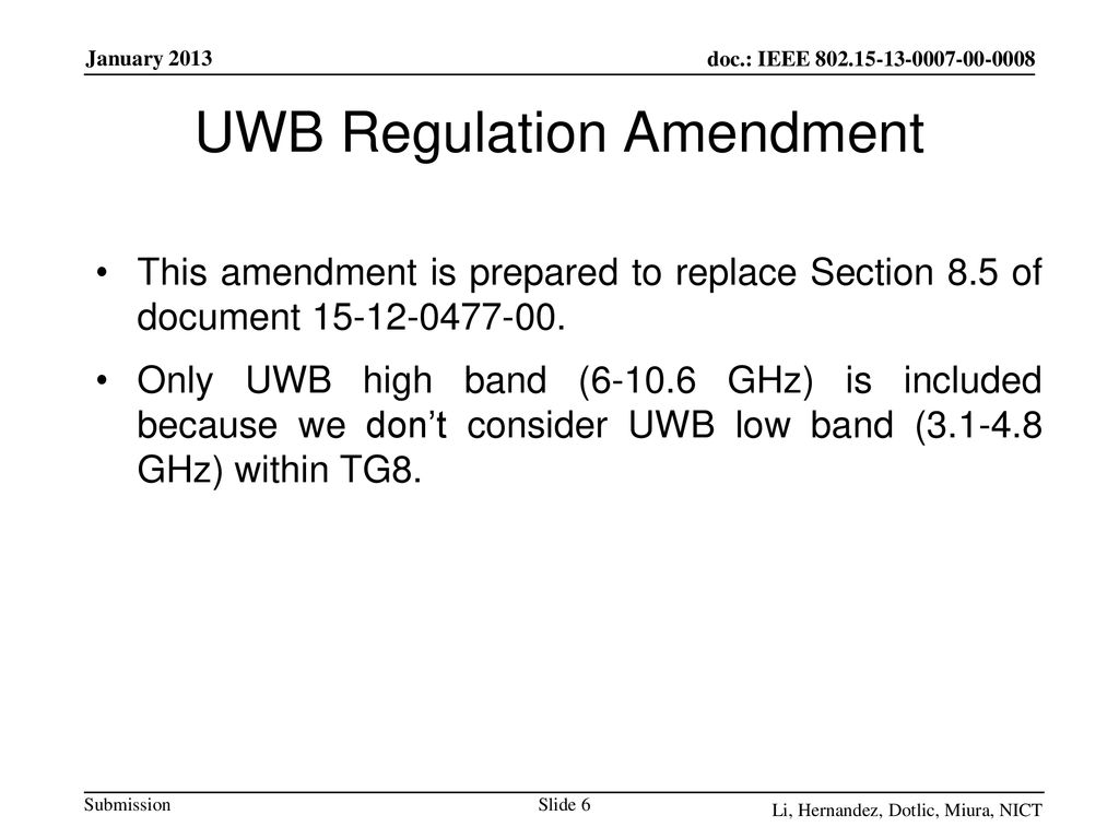UWB Regulation Amendment