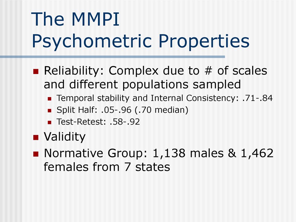 summary of reliability and validity of mmpi 2