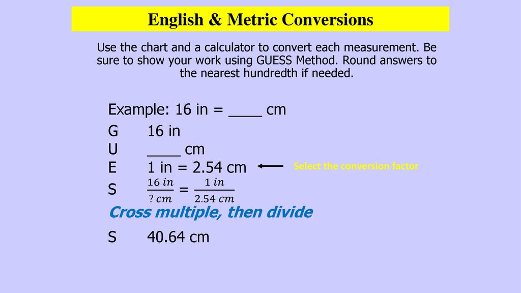 English To Metric Chart