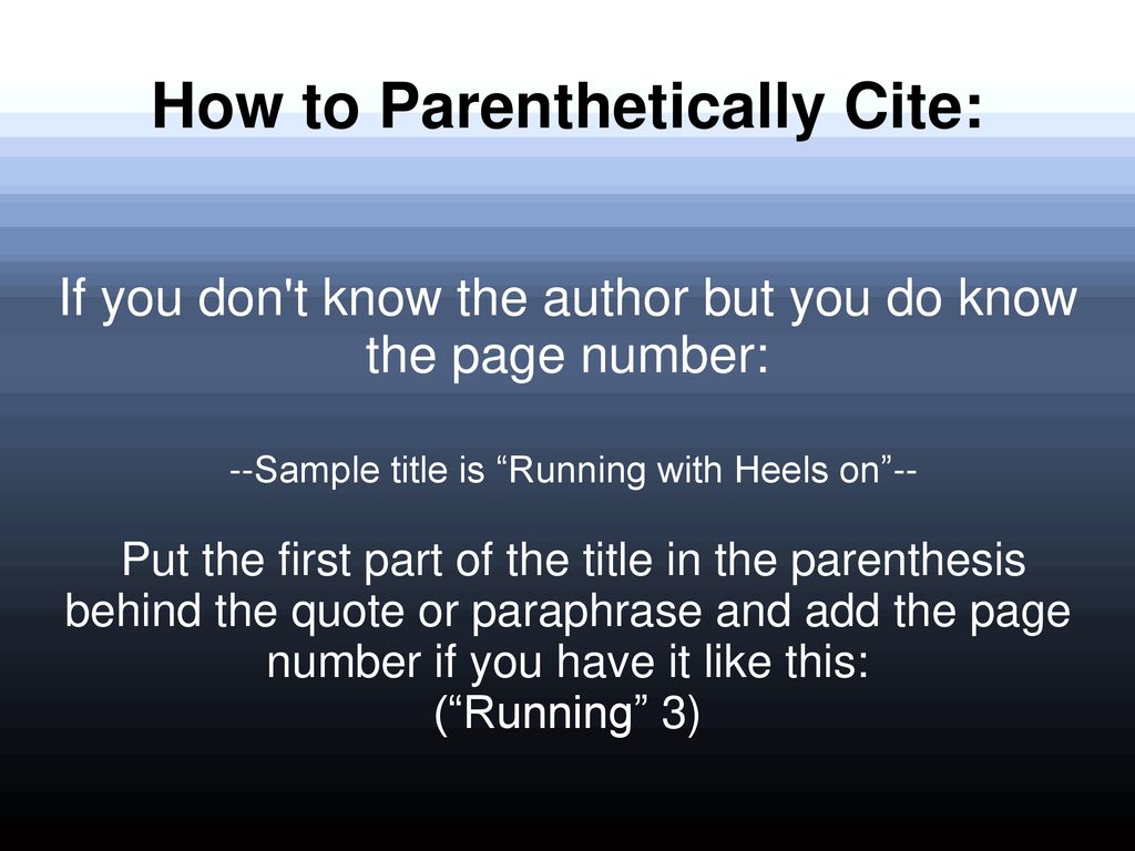 Parenthetical Citation - ppt download