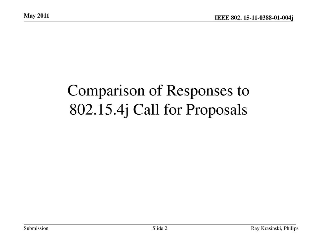 Comparison of Responses to j Call for Proposals