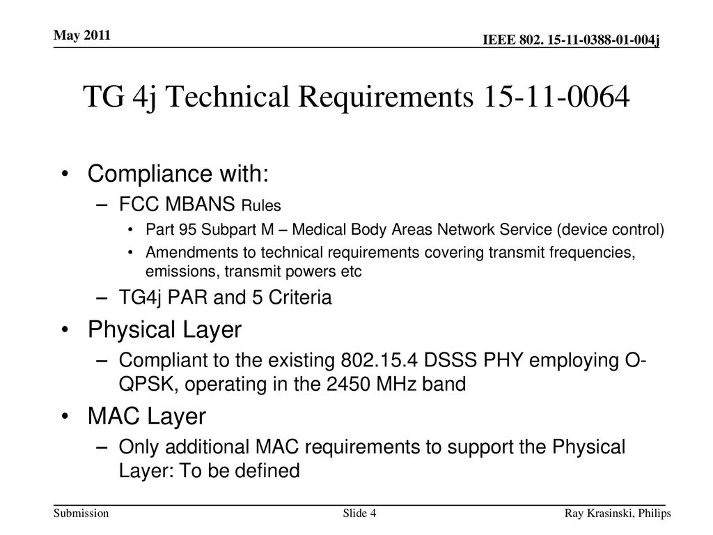 TG 4j Technical Requirements