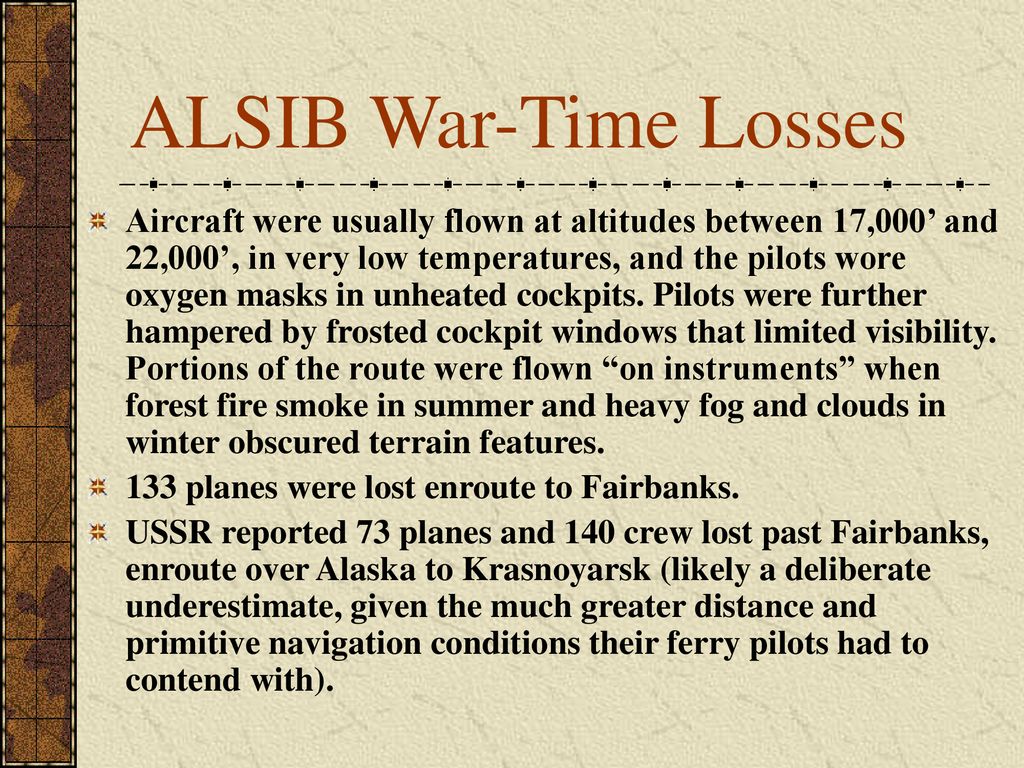 ALSIB War-Time Losses