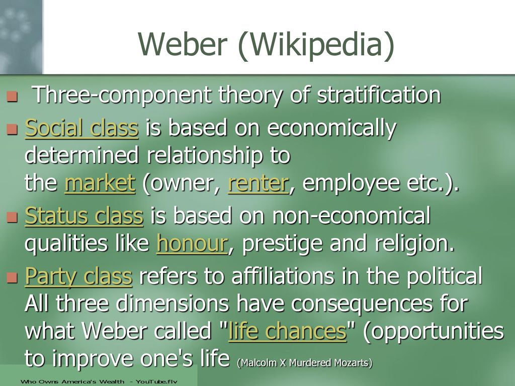 weber theory of stratification