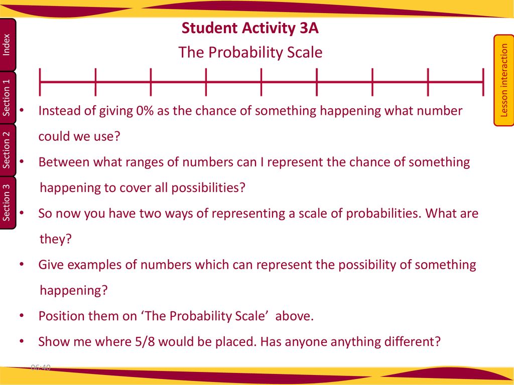 Student Activity 3A The Probability Scale
