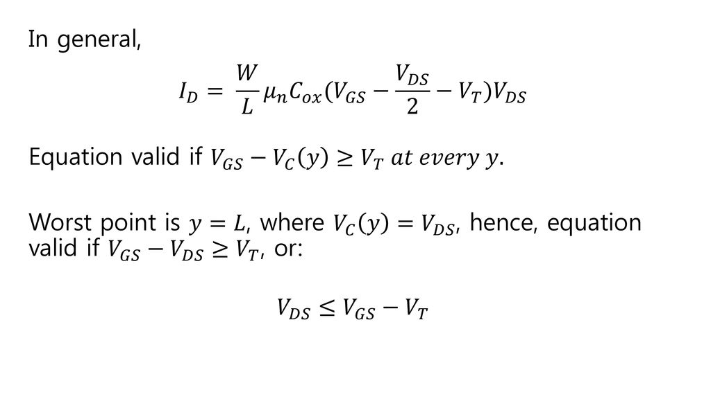 The Mosfet I Mosfet I V Characteristics Ppt Download