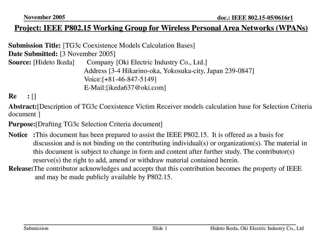<month year> November Project: IEEE P Working Group for Wireless Personal Area Networks (WPANs)