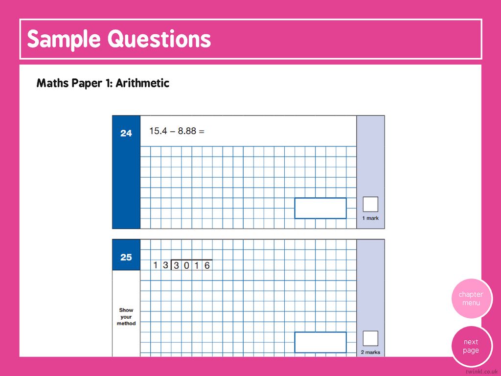 Sample Questions Maths Paper 1: Arithmetic chapter menu next page