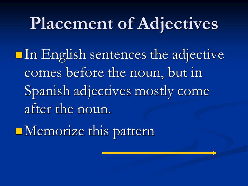 Placement of Adjectives