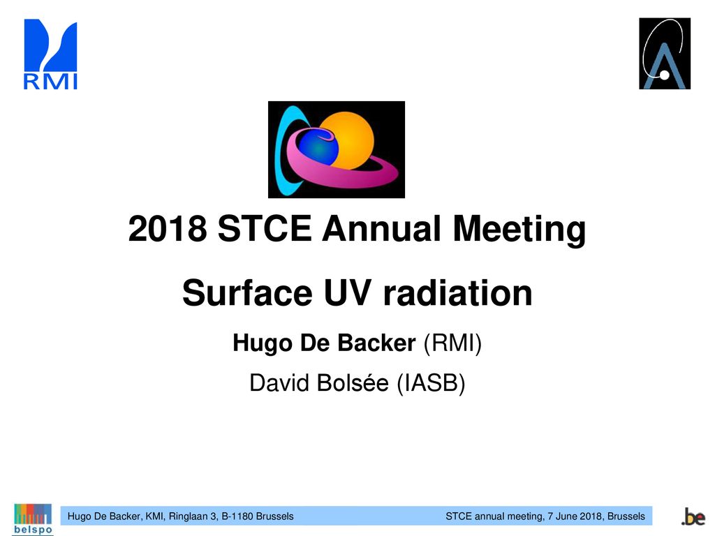 2018 STCE Annual Meeting Surface UV radiation Hugo De Backer (RMI)