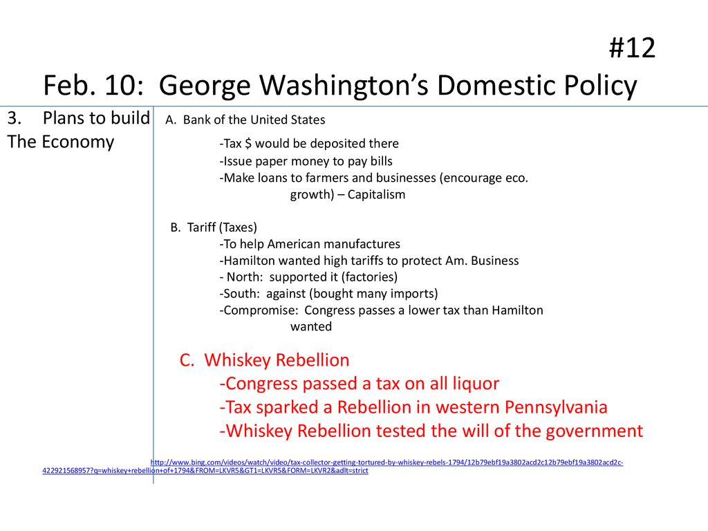#12 Feb. 10: George Washington’s Domestic Policy