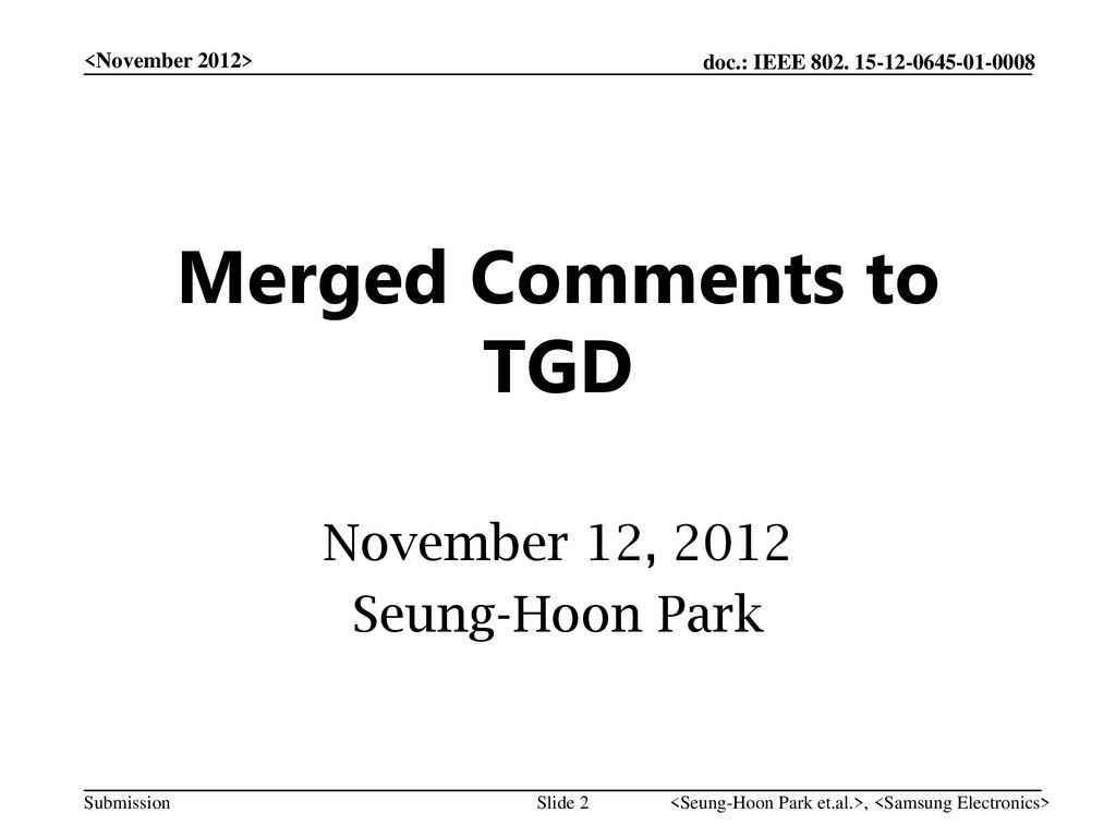 November 12, 2012 Seung-Hoon Park