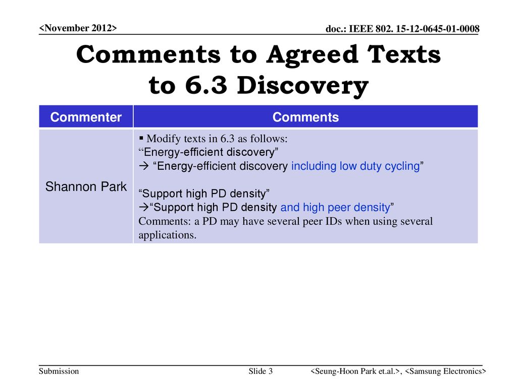 Comments to Agreed Texts to 6.3 Discovery