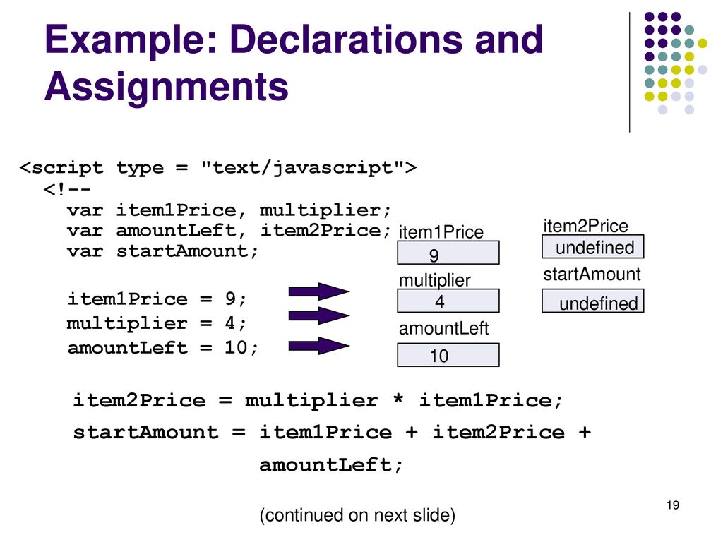 declarations and assignments