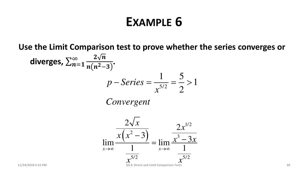 Direct And Limit Comparison Test Ppt Download