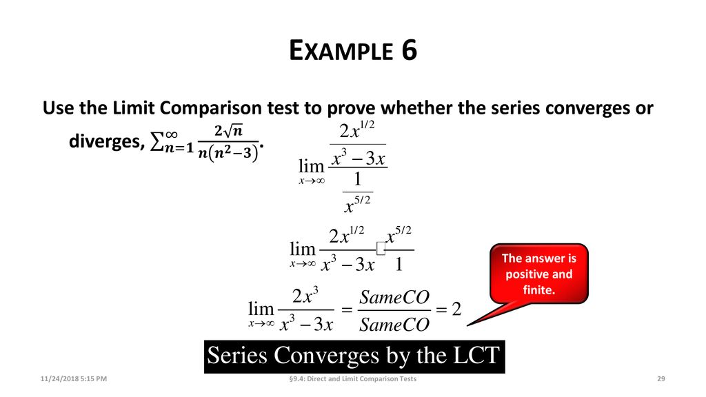 Direct And Limit Comparison Test Ppt Download
