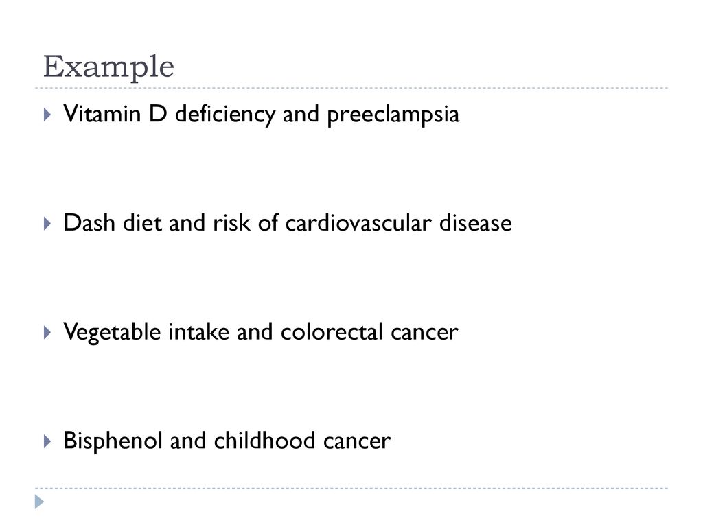 Example Vitamin D deficiency and preeclampsia