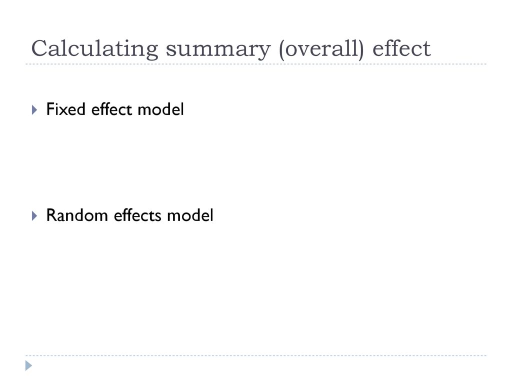 Calculating summary (overall) effect