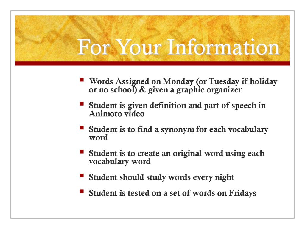 Weekly vocabulary terms ppt download