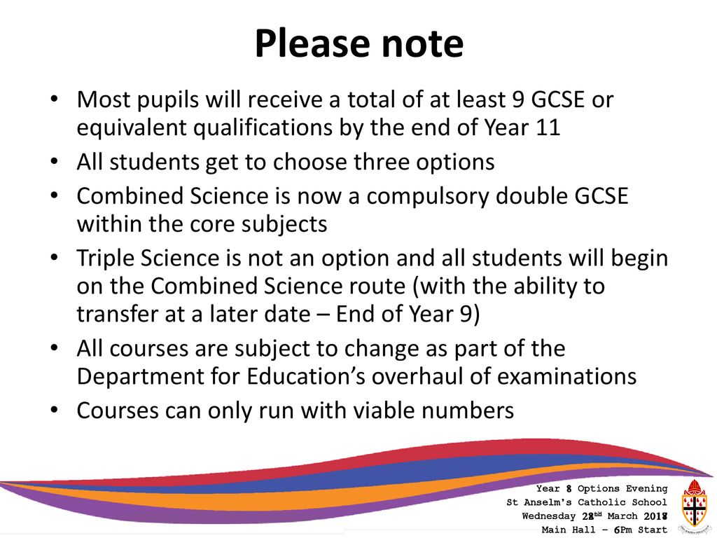 Please note Most pupils will receive a total of at least 9 GCSE or equivalent qualifications by the end of Year 11.
