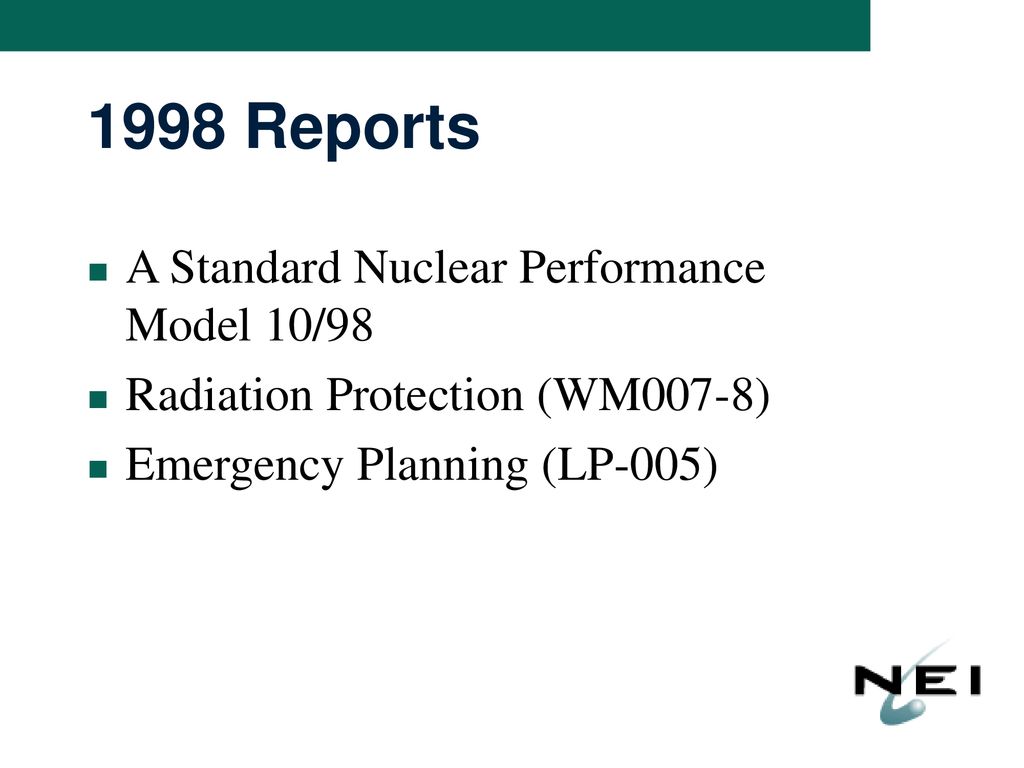 1998 Reports A Standard Nuclear Performance Model 10/98