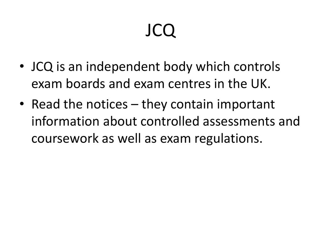 jcq coursework regulations