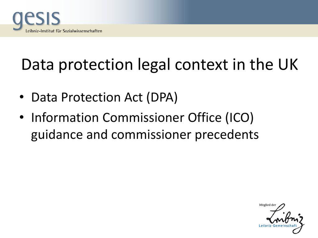 Data protection legal context in the UK