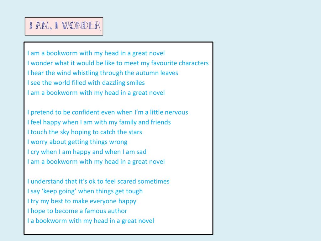 L O I Can Write A Poem That Reflects Parts Of Me Ppt Download
