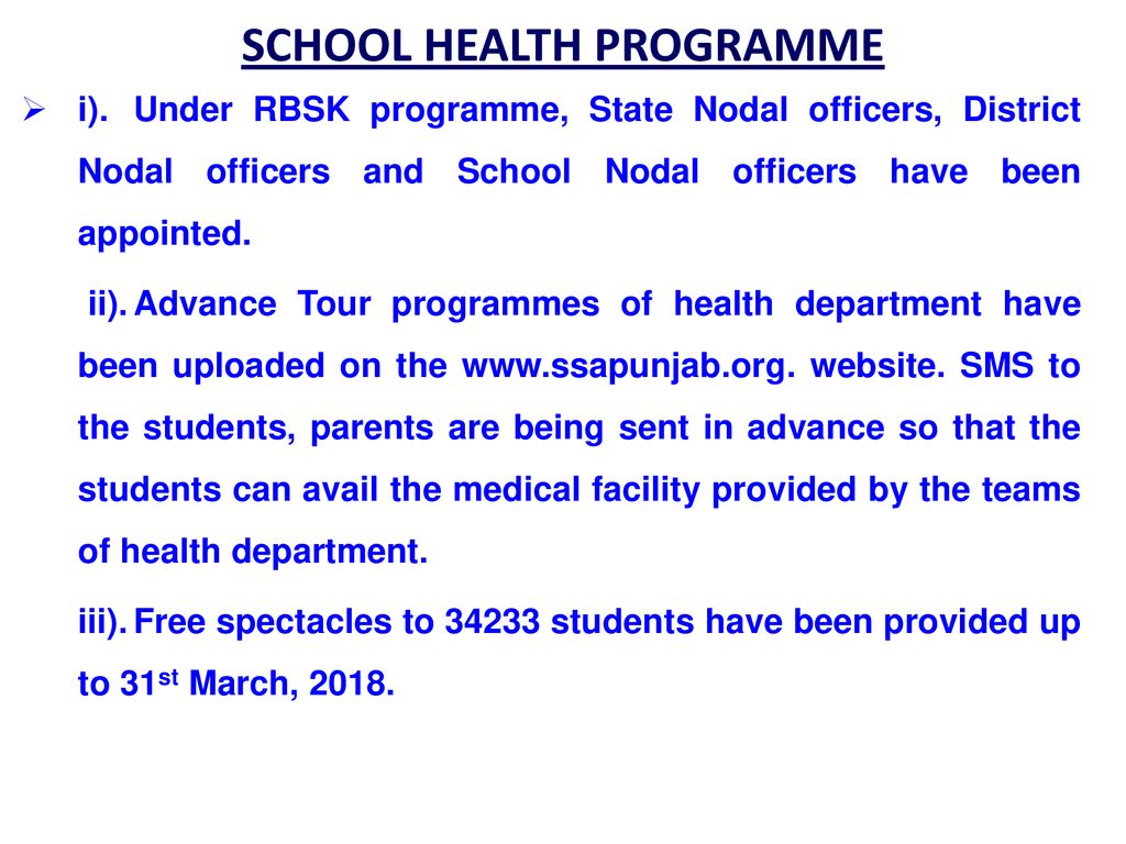 SCHOOL HEALTH PROGRAMME