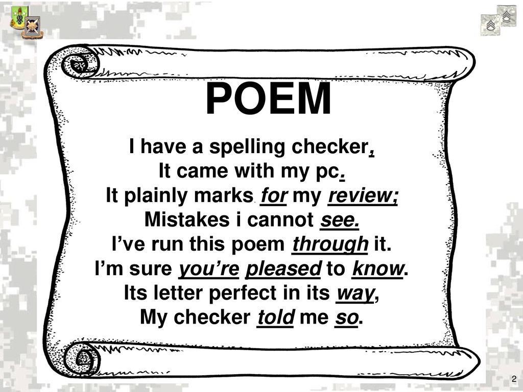 POEM I have a spelling checker, It came with my pc.