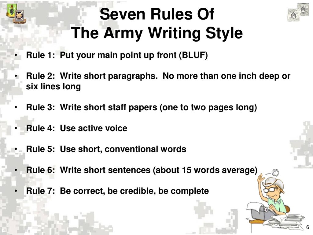 Seven Rules Of The Army Writing Style