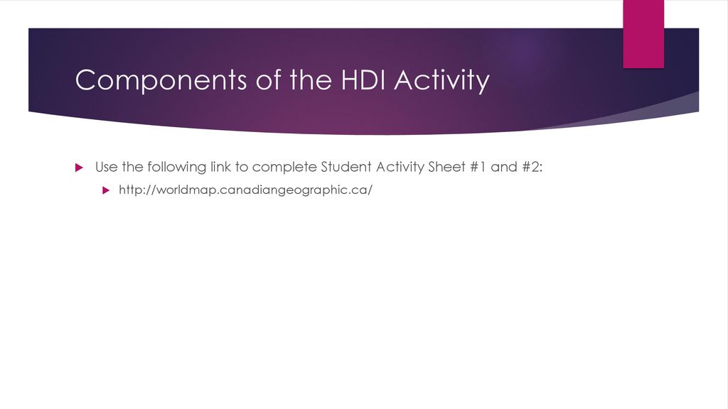 Components of the HDI Activity