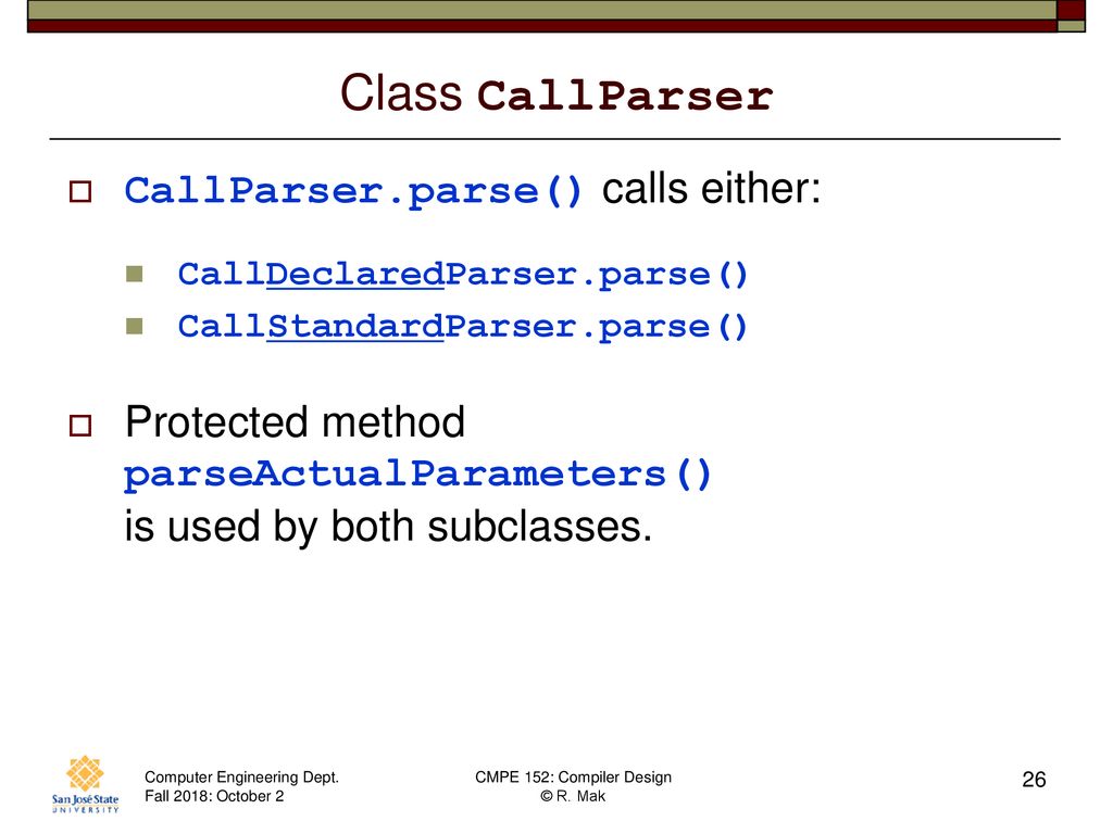 Class CallParser CallParser.parse() calls either: