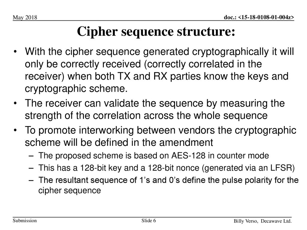 Cipher sequence structure: