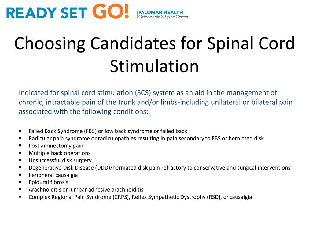 Spinal Cord Stimulators and Failed Back Syndrome - ppt download