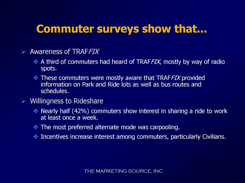 Commuter surveys show that...