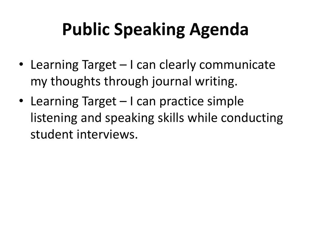 Public Speaking Agenda