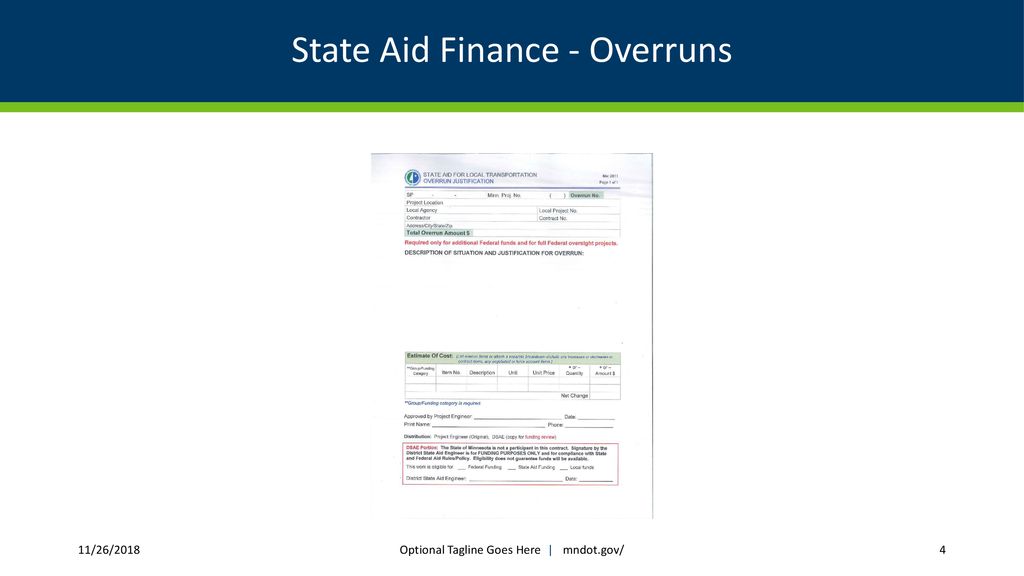State Aid Finance - Overruns
