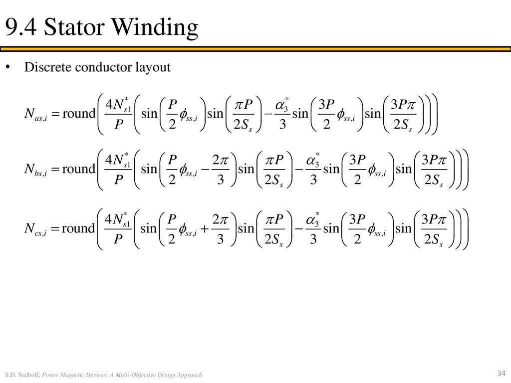 9.4 Stator Winding Discrete conductor layout