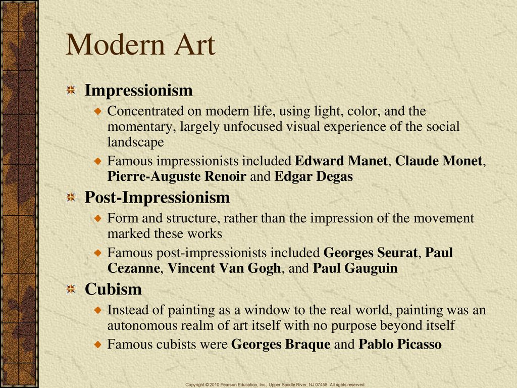 Modern Art Impressionism Post-Impressionism Cubism