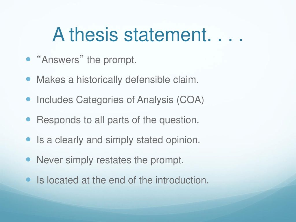 what makes a thesis statement defensible