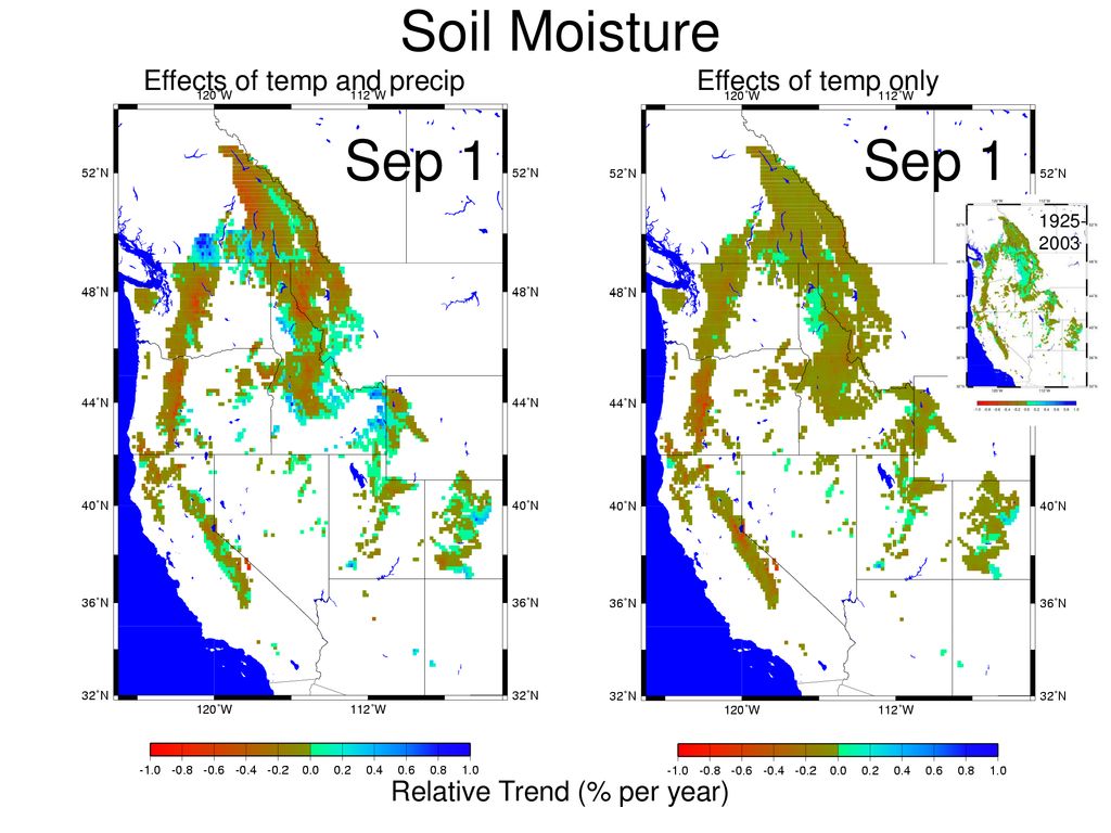 Soil Moisture Sep 1 Sep 1 Effects of temp and precip