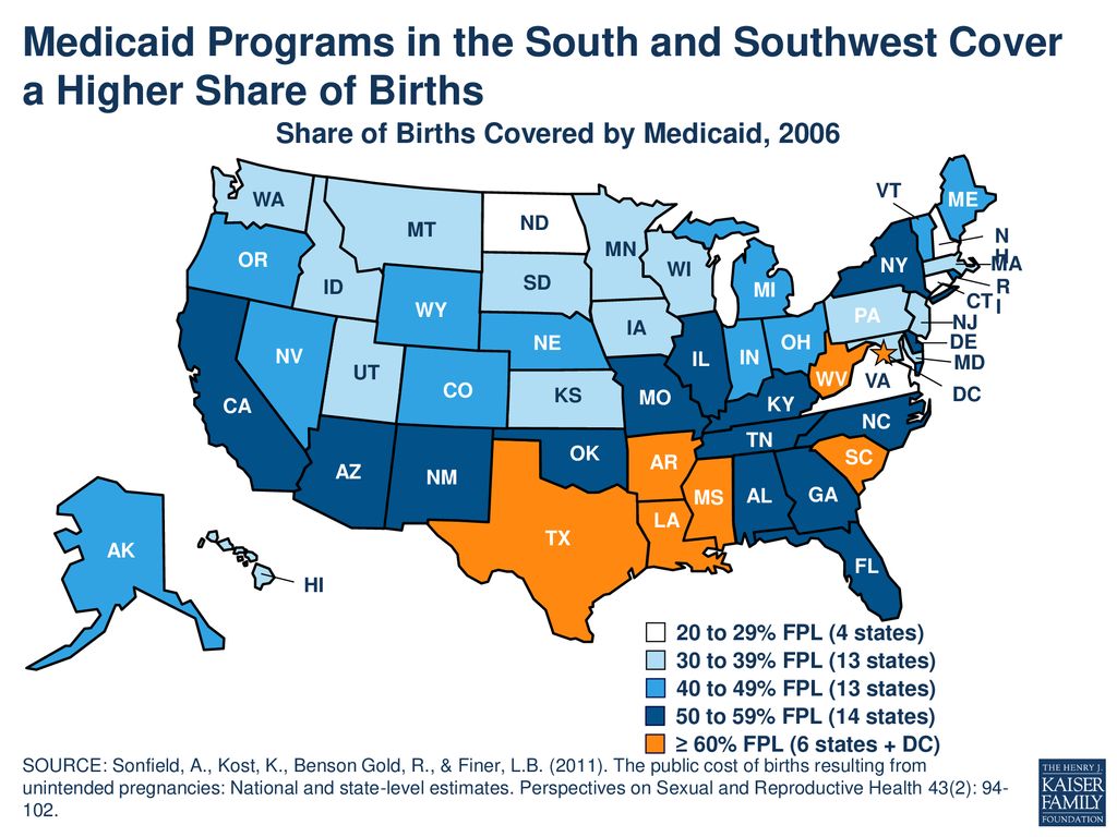 Share of Births Covered by Medicaid, 2006