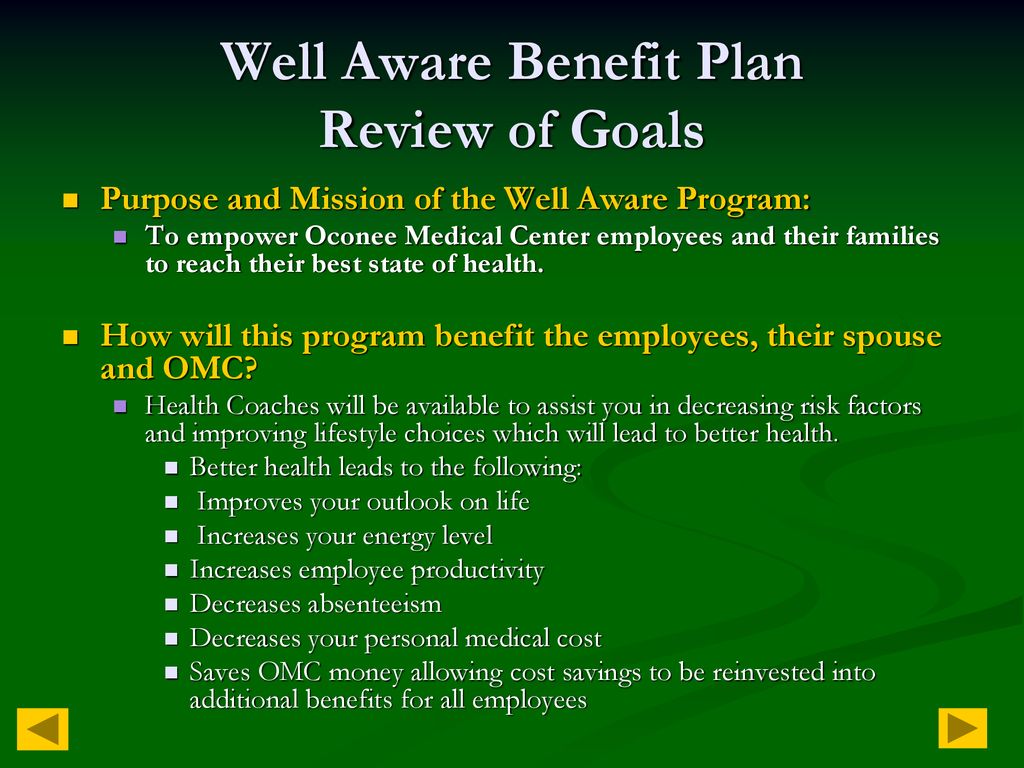 Well Aware Benefit Plan Review of Goals