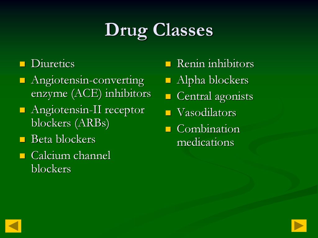 Drug Classes Diuretics Angiotensin-converting enzyme (ACE) inhibitors