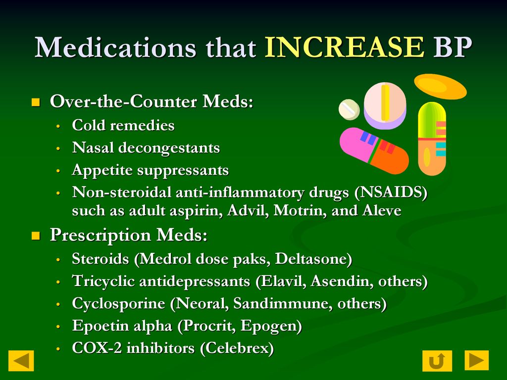 Medications that INCREASE BP