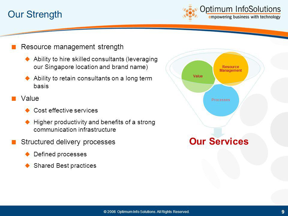 Our Strength Our Services Resource management strength Value